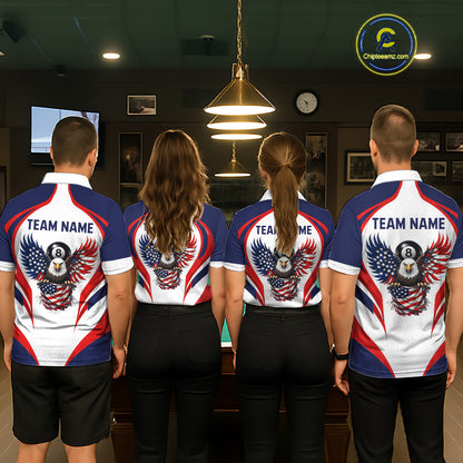 Custom 250 Years Freedom Eagle 8 Ball Pool Billiard Shirt For Men Patriotic Billiard Apparel NYN2633
