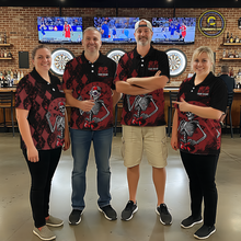 Load image into Gallery viewer, Custom Black &amp; Red Dart Shirts for Team Polo &amp; Quarter-Zip Dart Jersey for Men Dart Outfit DHT25