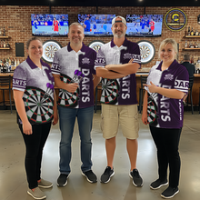 Load image into Gallery viewer, Purple &amp; White Dart Shirts for Men Custom Dart Team Jersey Dartboard Shirt Unisex DHT19