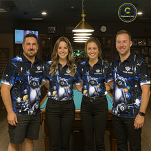Load image into Gallery viewer, Custom Blue Funny Raccoon Billiard Shirt for Women 8 Ball Pool Billiard Jersey Polo &amp; 1/4-Zip BHT5