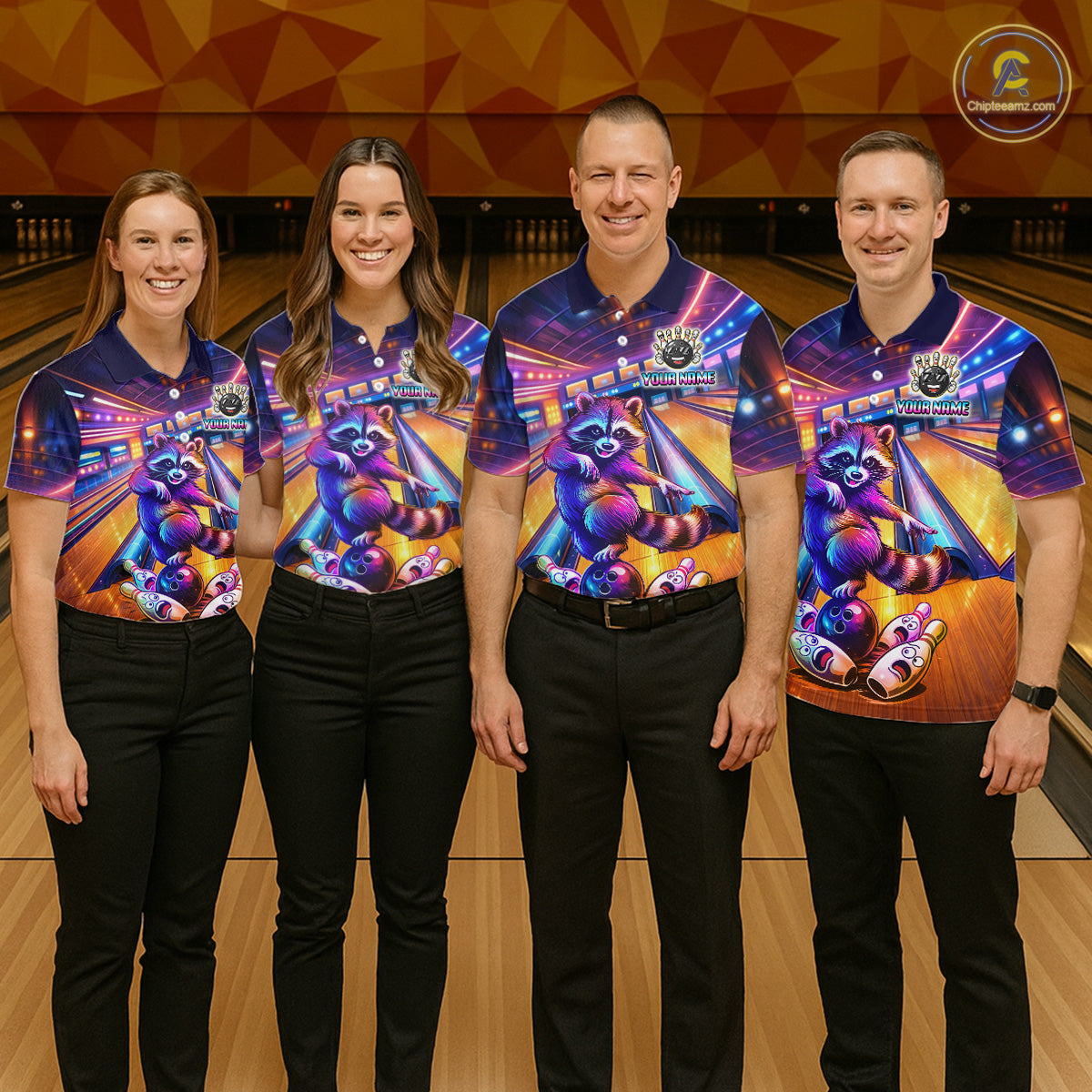 Funny Raccoon Bowling for Men Custom Bowling League Jersey Polo & 1/4-Zip Bowling Outfit QZT903