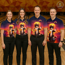 Load image into Gallery viewer, Custom Beer Cat Retro Bowling Shirt for Men Cat Funny Beer Bowling Team Jersey Polo &amp;1/4 Zip HNT275