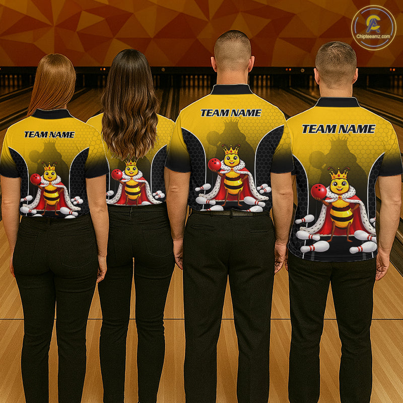 Custom King Bee Bowling Jersey for Men Bowling Team Shirts Bowling Polo & 1/4 Zip HNT266