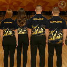 Load image into Gallery viewer, Custom Black &amp; Gold Bowling Shirt for Women Bowling Team Jersey Bowling Outfit Polo &amp; Quarter-Zip QZT988