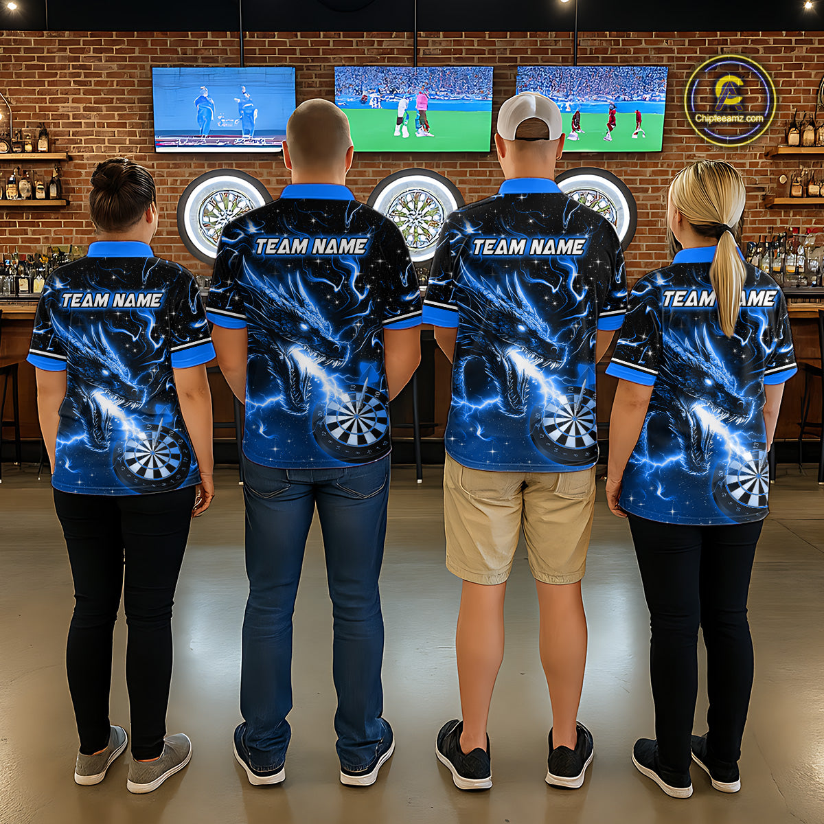Custom Blue Galaxy Dragon Darts Shirt for Men Darts Team Jerseys Dartboard Shirt NNT291