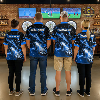 Custom Blue Galaxy Dragon Darts Shirt for Women Darts Team Jerseys Dartboard Shirt NNT291