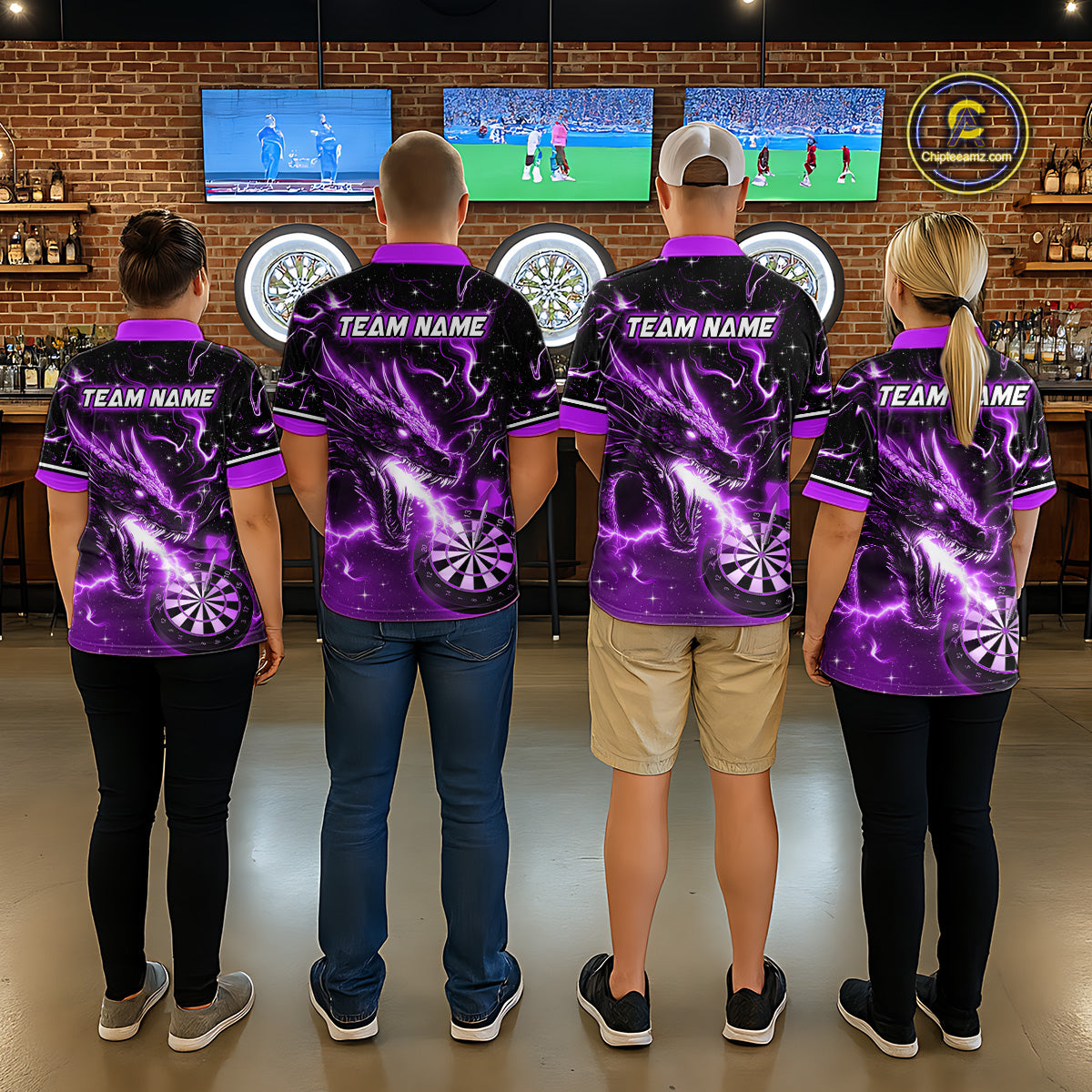 Custom Purple Galaxy Dragon Darts Shirt for Men Darts Team Jerseys Dartboard Shirt NNT291