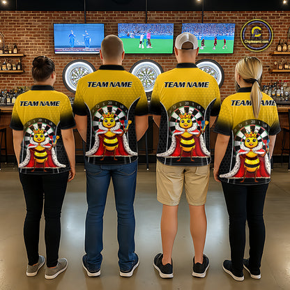 Custom Funny King Bee Dart Shirt Dart Team Jersey for Men Dartboard Polo & 1/4 Zip Shirts NNT164