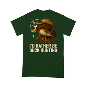 I'd Rather Be Duck Hunting Chocolate Labs Dog Men T-shirt FSD4705 D03