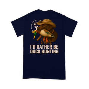 I'd Rather Be Duck Hunting Chocolate Labs Dog Men T-shirt FSD4705 D03