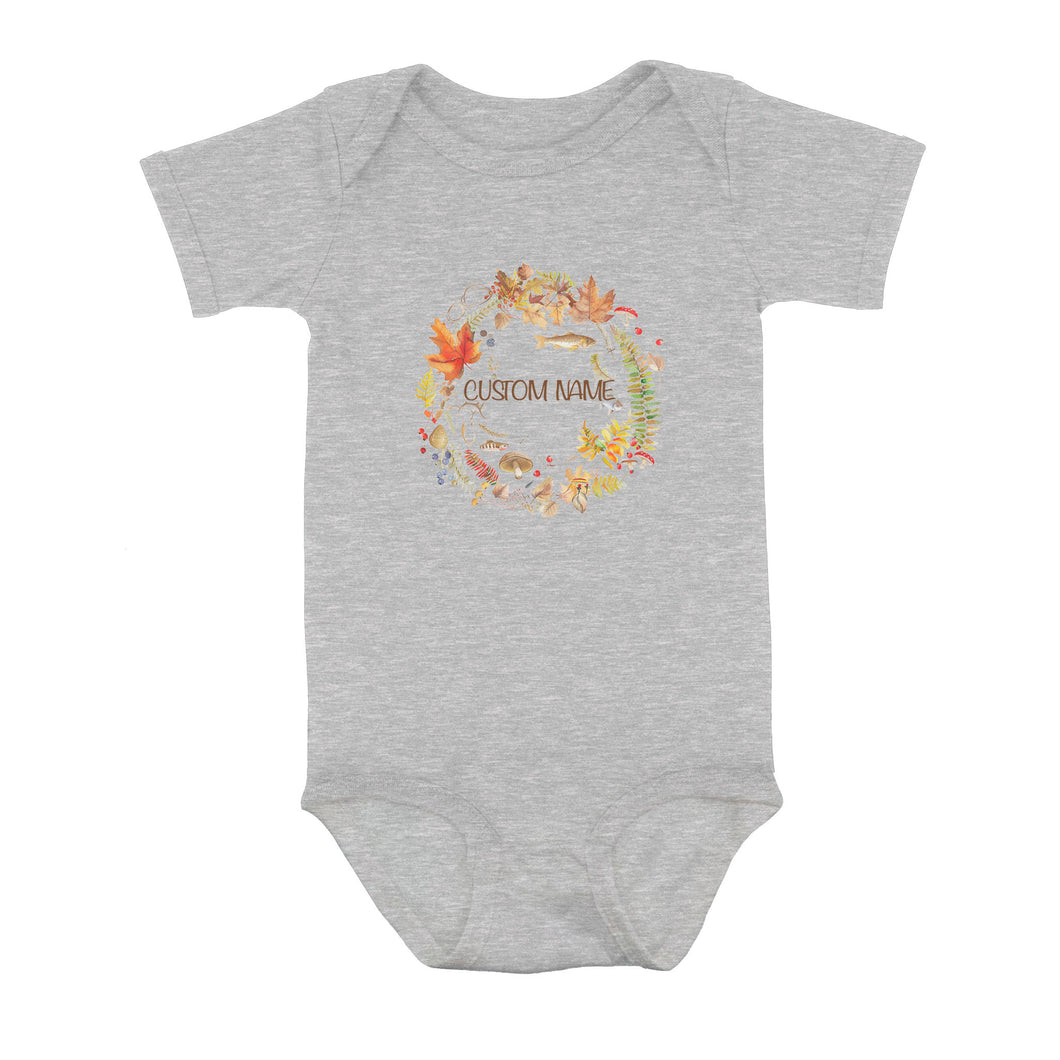 Custom Fall Fishing Infant Fishing Shirts, Fall Fishing Baby Onesie Thanksgiving Newborn IPHW7142