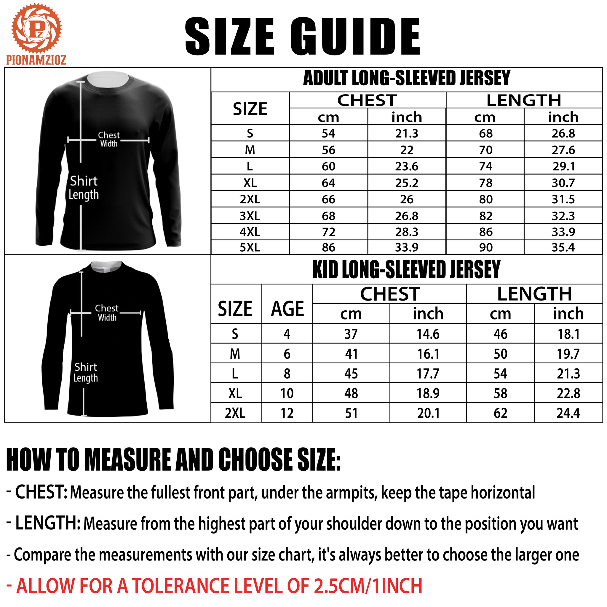 Jersey Youth Sizes Chart Off