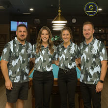 Load image into Gallery viewer, Custom Green Camo 8 Ball Billiard Shirts for Men Billiard League Billiard Team Shirts NNT106