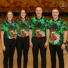 Load image into Gallery viewer, Green Funny Chicken Bowling Jersey for Men Bowling League Bowling Team Shirts Polo &amp; 1/4 Zip HN232