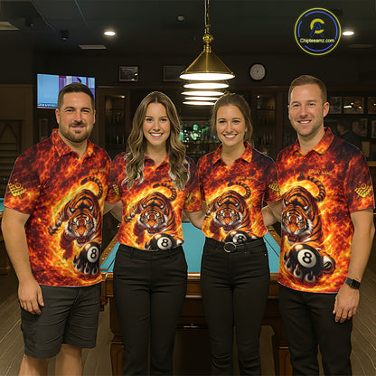Red Flames Wolf Claw Hold 8 Ball 3D Unique Billiard Shirt For Women Personalized Pool Balls Shirts NYN2651