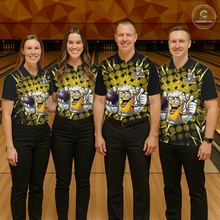 Load image into Gallery viewer, Custom Yellow Funny Beer Bowling Jersey for Men Bowling Team Shirts Polo &amp; 1/4 Zip HNT187