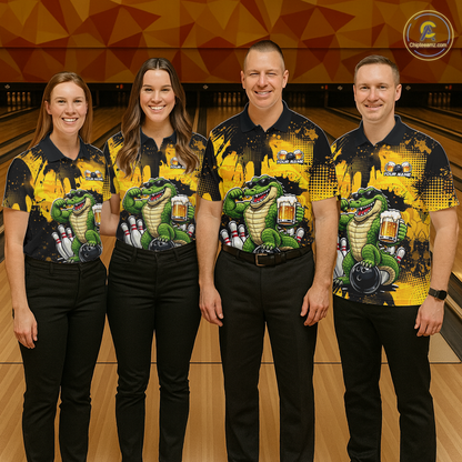 Custom Beer Alligator Bowling Jersey for Men Bowling Polo & 1/4 Zip Bowling Team Shirts HNT271