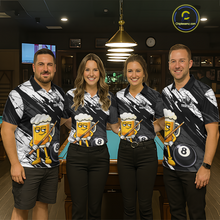 Load image into Gallery viewer, Custom Funny Black Beer 8 Ball Pool Men Billiard Polo &amp; 1/4 Zip, Billiard Shirt, Billiard Team Jerseys NNT146