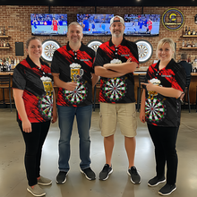 Load image into Gallery viewer, Custom Red Funny Beer Darts Board Dart Shirts For Men Darts Team Jerseys Dart Tournament NNT120