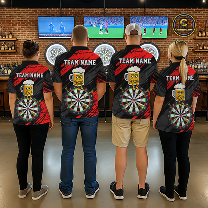 Custom Red Funny Beer Darts Board Dart Shirts For Men Darts Team Jerseys Dart Tournament NNT120