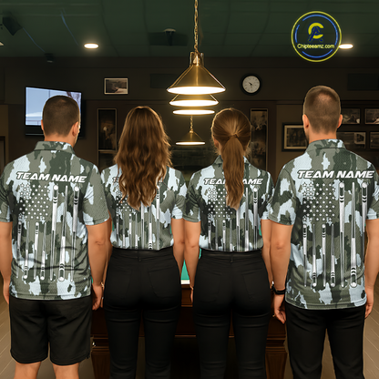 Custom Green Camo 8 Ball Billiard Shirts for Women Billiard League Billiard Team Shirts NNT106
