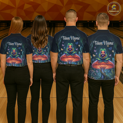 Custom Zen Frog Bowling Shirt for Men Meditation Style Bowling Jersey Polo & 1/4-Zip QZT991