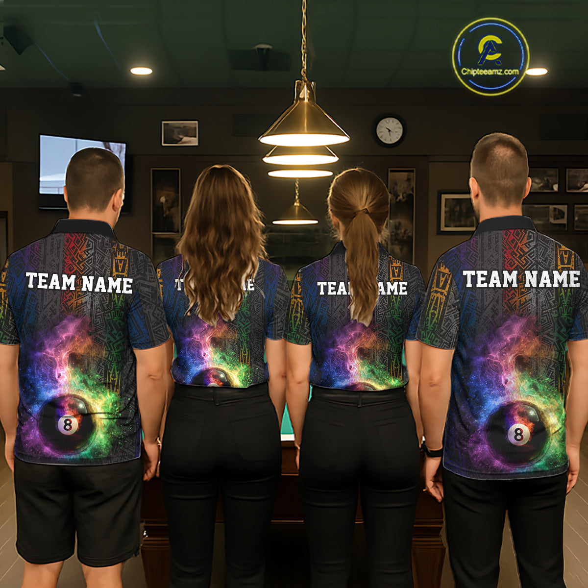 Tribal Colorful Smoke 8 Ball Pool Team Shirt Custom Women Billiards Balls Polo & 1/4-Zip Attire NYN2398