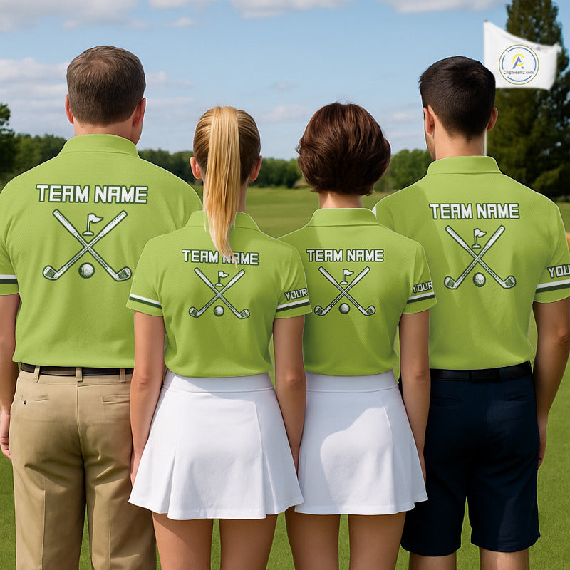 Mens Golf Polo Shirt Custom Name Green And White Golf Shirts For Team Personalized Golf Gifts NHN0096