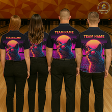 Load image into Gallery viewer, Custom Funny Cat Retro Sunset Bowling Jersey for Men Bowling Uniform Bowling Team Shirts HNT279