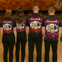 Load image into Gallery viewer, Custom Red Funny Beer Bowling Jersey for Men Bowling Team Shirts Polo &amp; 1/4 Zip HNT187