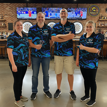 Load image into Gallery viewer, Teal-Turquoise Pattern Darts Team Jerseys Dart Shirts For Women Dart Tournament Polo &amp; 1/4 Zip NNT119