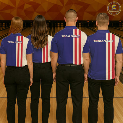 Red, White and Blue Retro Bowling Shirts For Men custom patriotic bowling outfits team jerseys NQS11167