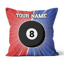 Load image into Gallery viewer, Personalized Blue Red 8 Ball Billiard Pillow Custom Pool Billiards Gifts VHM0841