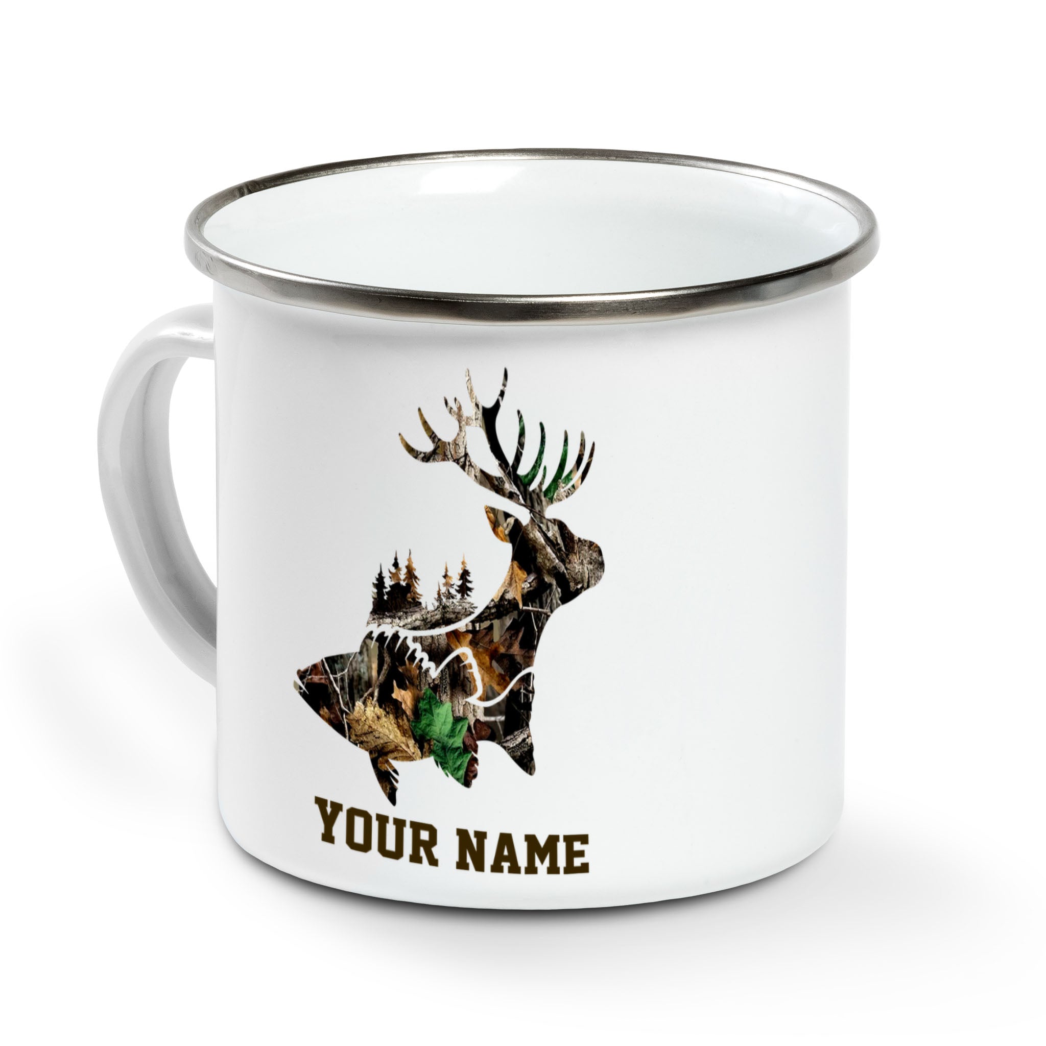 Personalized Camo Deer Hunting Stainless Steel Tumbler Coffee Mug