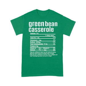 Green bean casserole nutritional facts happy thanksgiving funny shirts - Standard T-shirt