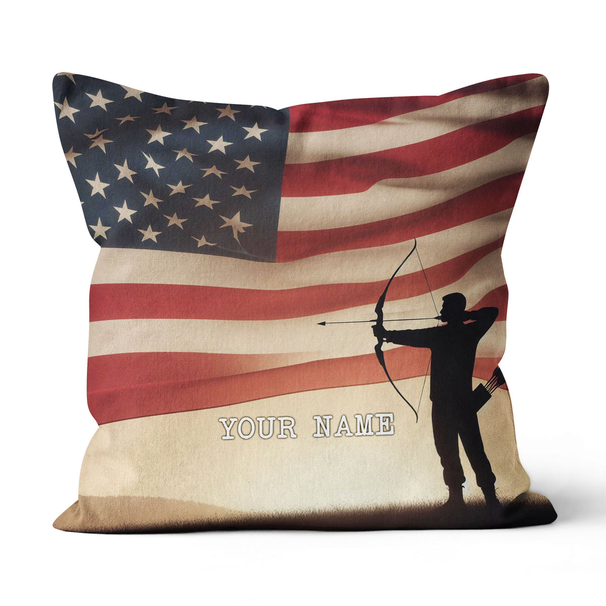 Personalized US Flag Men Player Archery Pillow, Gifts For Archery Lovers VHM0906