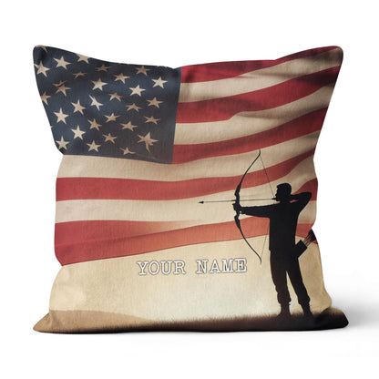 Personalized US Flag Men Player Archery Pillow, Gifts For Archery Lovers VHM0906