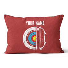 Load image into Gallery viewer, Personalized Red Target Archery Pillows, Custom Gifts For Archery Lovers VHM0829