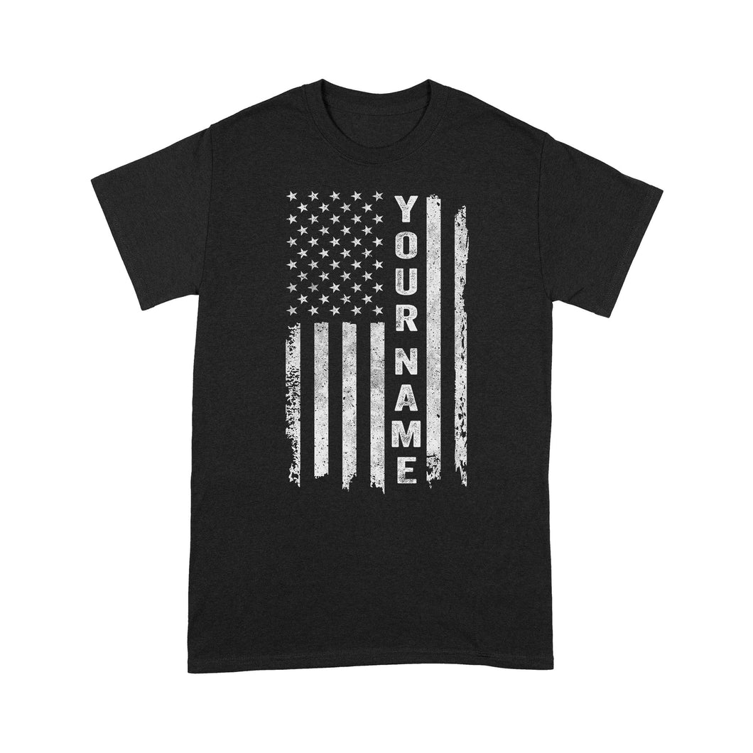 Custom name American flag shirt, personalized American patriot T-shirt, birthday gift, Christmas gift for dad, mom - NQS1290