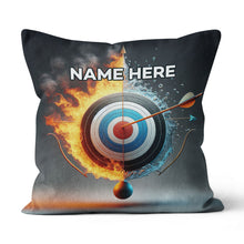 Load image into Gallery viewer, Personalized Archery 3d Target With Bow In Water And Fire Throw Pillows TDM0856