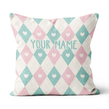 Load image into Gallery viewer, Argyle Pattern With Hearts Custom Cute Throw Pillow Personalized Gifts LDT1126