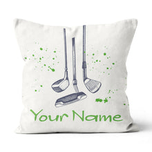 Load image into Gallery viewer, Vintage Hand Drawn Golf Clubs Custom Throw Pillow Personalized Golf Gift LDT1127