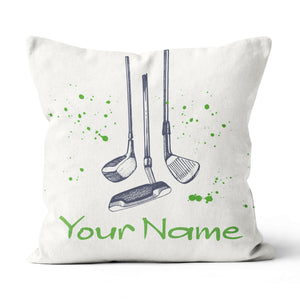 Vintage Hand Drawn Golf Clubs Custom Throw Pillow Personalized Golf Gift LDT1127