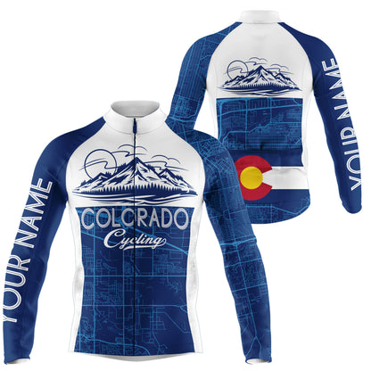 Navy Colorado men women's cycling jersey with 3 pockets UPF50+ full zip mountain bike bmx shirt| SLC167