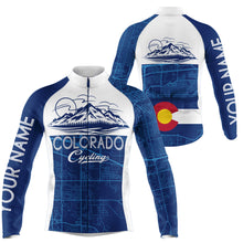 Load image into Gallery viewer, Navy Colorado men women&#39;s cycling jersey with 3 pockets UPF50+ full zip mountain bike bmx shirt| SLC167