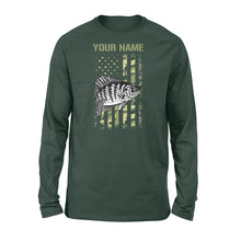 Load image into Gallery viewer, Crappie fishing tattoo Fishing American Flag Camo crappie USA Custom Name shirt D01 NQSD292 - Standard Long Sleeve