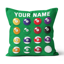 Load image into Gallery viewer, Personalized Billiard Balls Pillow Custom Throw Pillow Top Billiard Gift VHM0890