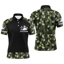 Load image into Gallery viewer, Personalized Men Polo Bowling Shirt Camo Balls and Pins Team Short Sleeves Men Bowlers Jersey NBP12