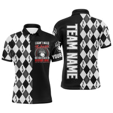 Load image into Gallery viewer, Personalized Men Polo Bowling Shirt Black &amp; White Argyle Bowlers Custom Team Short Sleeves Jersey NBP17