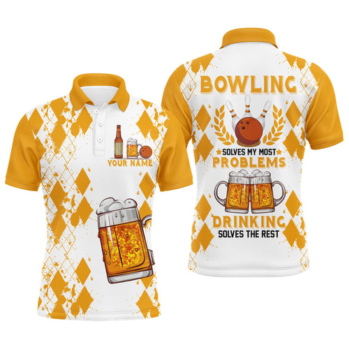 Funny Beer Bowling Shirt Men Polo, Personalized Team Short Sleeves Men Bowlers Jersey NBP18